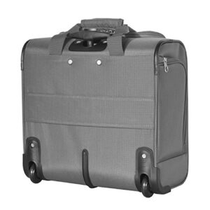 Olympia Lansing Heavy Duty Rip Stop Nylon Wheeled Carry On Suitcase for Under the Seat Airplane Travel with Divider and Dual Side Zip Pockets, Gray