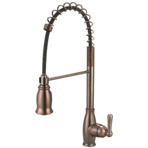 olympia k-5045-bn accent 1 or 3-hole 8" installation single handle pre-rinse spring pull-down kitchen faucet in oil rubbed bronze