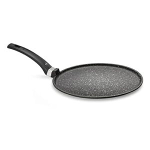 Olympia Hard Cook 11.8 Inch Non-Stick PFOA-Free Die-Cast Aluminum Crepe Pan, Made in Italy