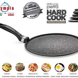 Olympia Hard Cook 11.8 Inch Non-Stick PFOA-Free Die-Cast Aluminum Crepe Pan, Made in Italy