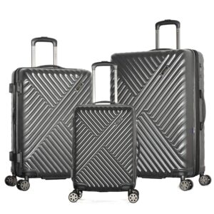 olympia u.s.a. luggage matrix 3-piece pc exp. hardcase spinner set w/hidden compartment, gray