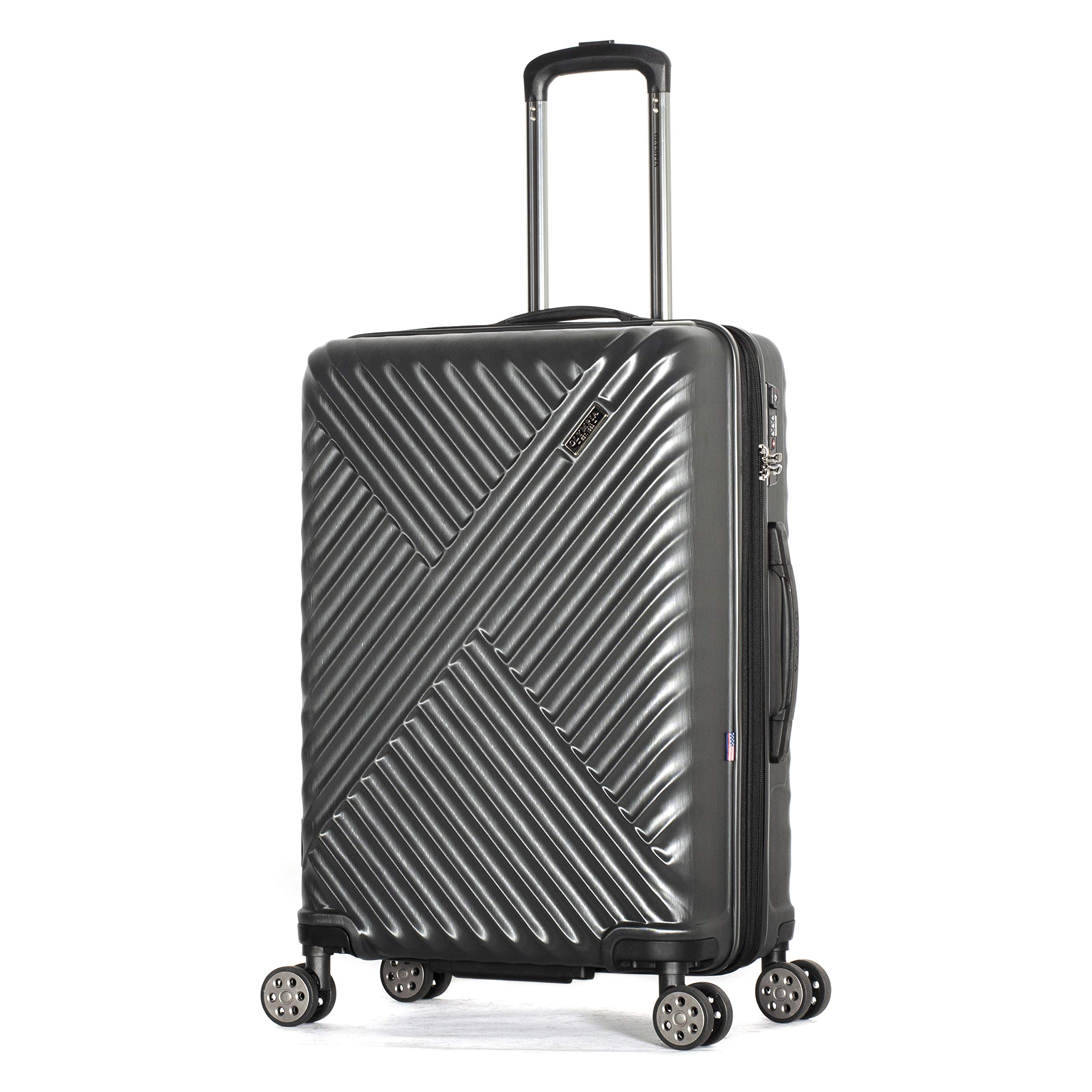 Olympia U.S.A. Luggage Matrix 3-Piece Pc Exp. Hardcase Spinner Set W/Hidden Compartment, GRAY