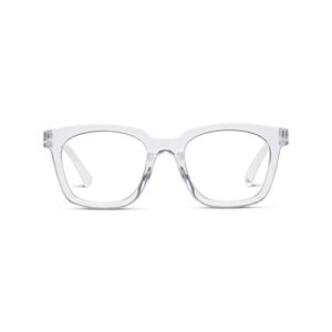 peepers by peeperspecs women's to the max square blue light blocking reading glasses, clear, 49 + 2.25
