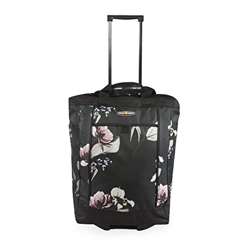 Pacific Coast Signature Large Rolling Shopper Tote, Black Floral