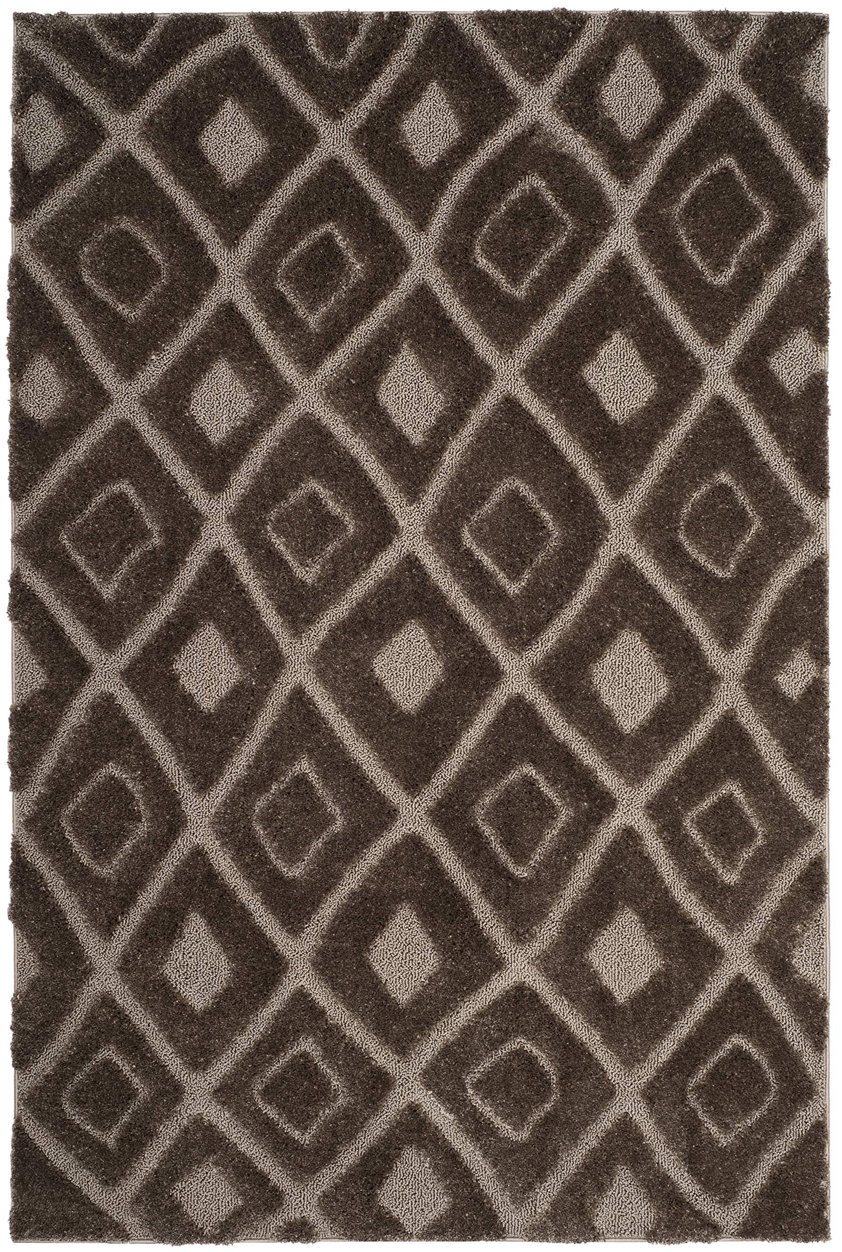 SAFAVIEH Olympia Shag Collection Area Rug - 5'1" x 7'6", Mushroom, Moroccan Boho Trellis Design, Non-Shedding & Easy Care, 1.2-inch Thick Ideal for High Traffic Areas in Living Room, Bedroom (OSG319C)