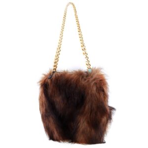 BURBERRY Dark Brown Ladies Faux Fur Olympia Bag