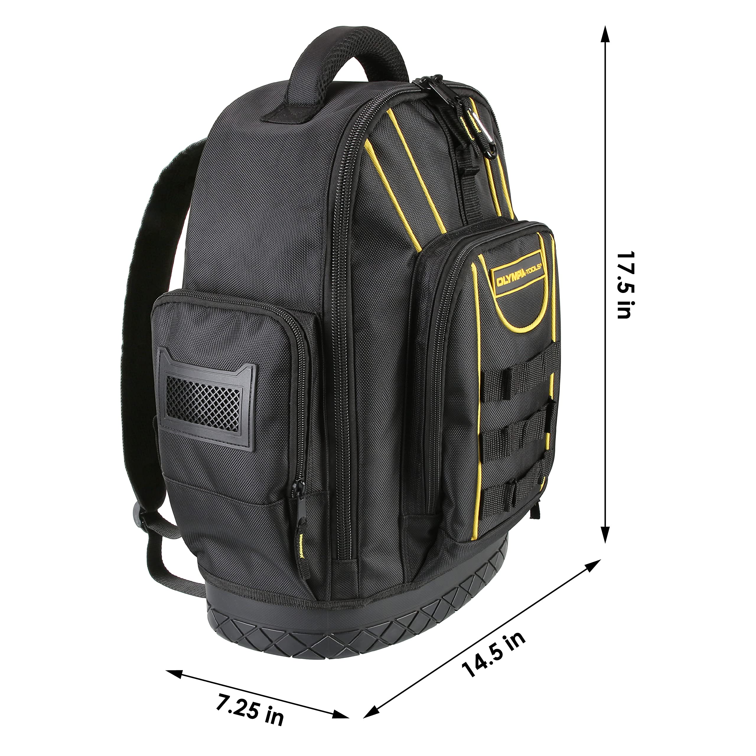 Olympia Tools Tool Backpack, Moulded Waterproof Base, Padded Shoulder Straps, Breathable Padded Back for Comfort