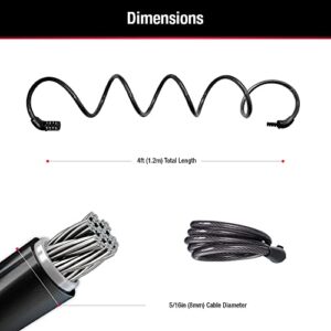 Master Lock Bike Lock Cable with Combination Black, 8143D