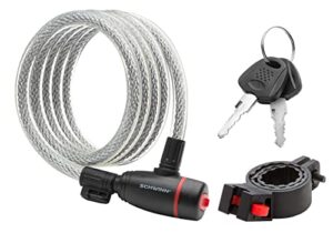schwinn bike key lock in braided steel cable, 2 keys included, 6 feet x 12mm anti theft bicycle lock, security level 3