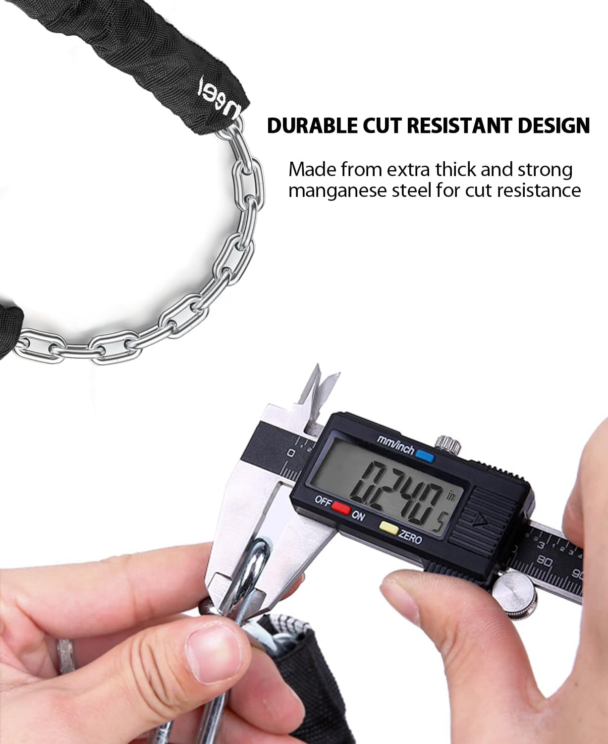 Sportneer Bike Chain Lock Heavy Duty, Bicycle Lock with 5 Digit Combination Heavy Duty Anti Theft Keyless Security Bike Locks for Bicycle, Electric Bike, Scooter, Motorcycle, Door, Gate and Fence