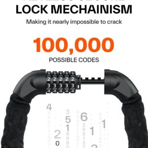 Sportneer Bike Chain Lock Heavy Duty, Bicycle Lock with 5 Digit Combination Heavy Duty Anti Theft Keyless Security Bike Locks for Bicycle, Electric Bike, Scooter, Motorcycle, Door, Gate and Fence