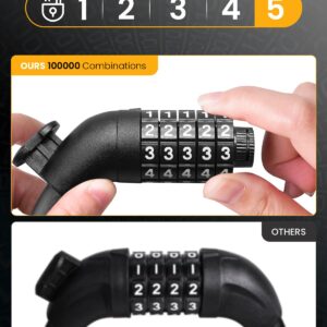 MULTIJOY Combination Lock, Black, Keyless, Resettable, 4 Feet Length, 1/2"Diameter, Waterproof Design