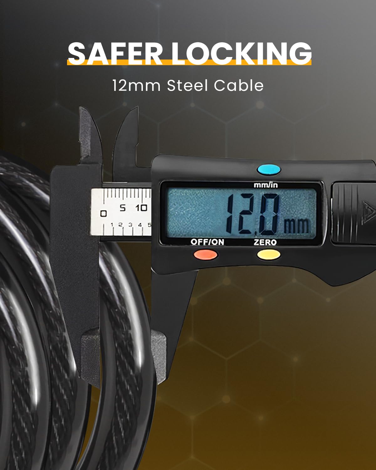 MULTIJOY Combination Lock, Black, Keyless, Resettable, 4 Feet Length, 1/2"Diameter, Waterproof Design