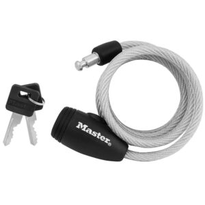 master lock 8109d compact cable lock, silver, 5-foot x 5/16-inch , gray