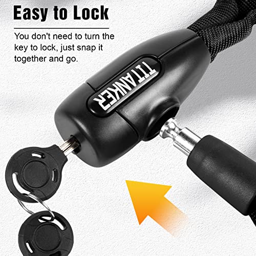 Titanker Bike Chain Lock, Security Anti-Theft Chain Lock for Motorcycle, Bicycle, Door, Gate, Fence, Grill (6mm, 8mm, 10mm Thick Chain) (Black-8mm Chain)