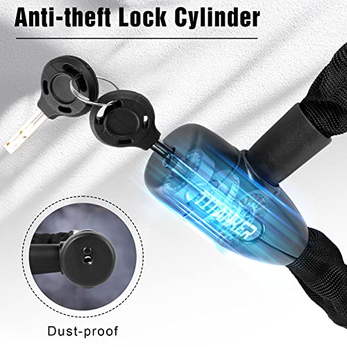 Titanker Bike Chain Lock, Security Anti-Theft Chain Lock for Motorcycle, Bicycle, Door, Gate, Fence, Grill (6mm, 8mm, 10mm Thick Chain) (Black-8mm Chain)