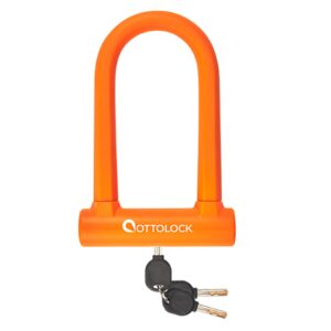 ottolock sidekick compact u-lock | lightweight silicone-coated bike lock (orange)