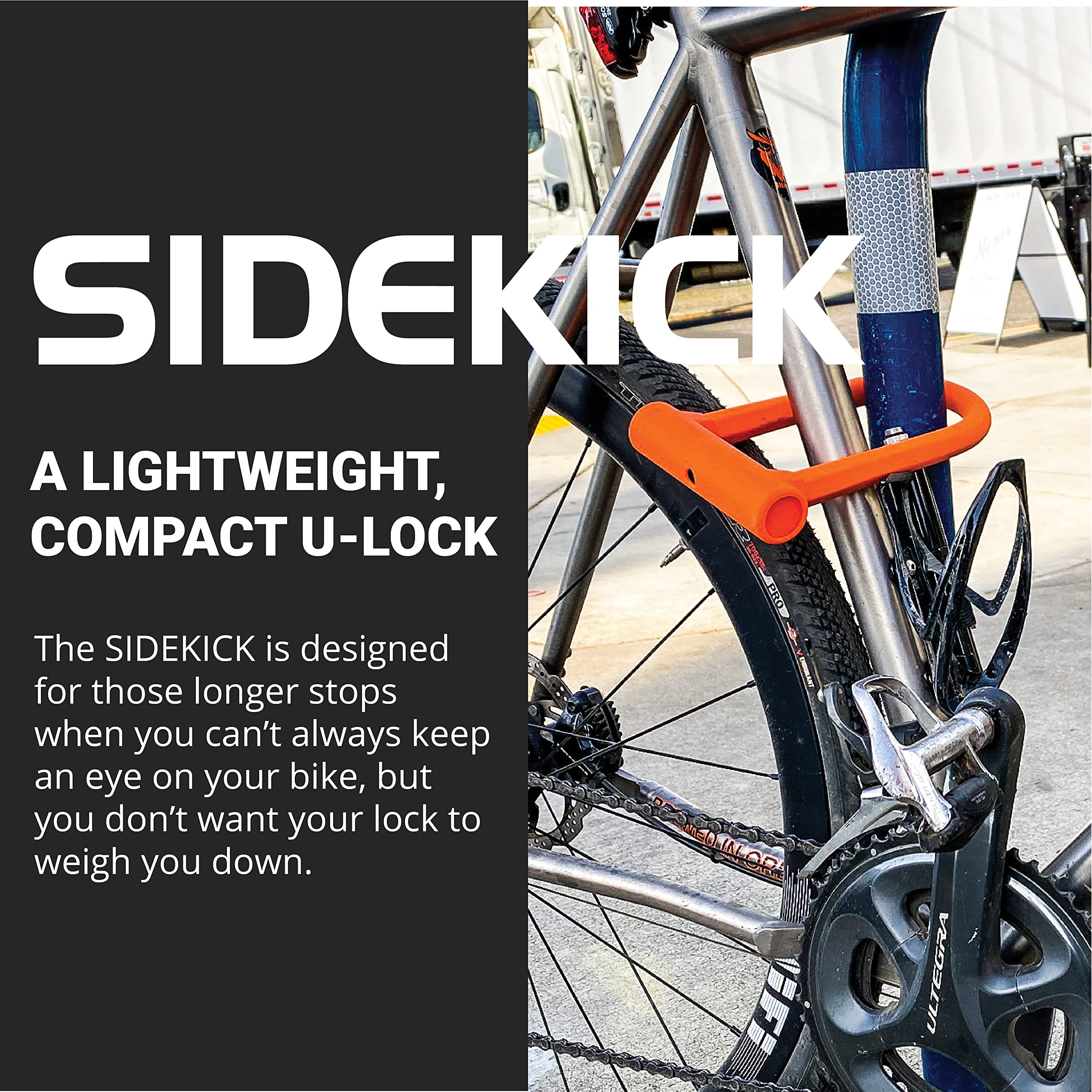 OTTOLOCK Sidekick Compact U-Lock | Lightweight Silicone-Coated Bike Lock (Orange)