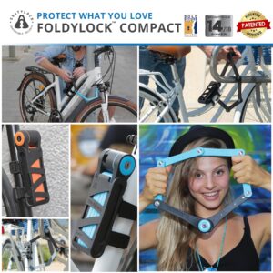 FoldyLock Compact Folding Bike Lock - Award Winning Patented Lightweight High Security Bicycle Lock - Heavy Duty Anti Theft Smart Secure Guard with Key and Case for Bikes or Scooter - 85 cm