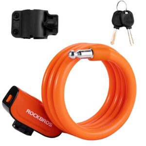 ROCKBROS Bike Lock Cable 4 Feet Bicycle Cable Lock with Mounting Bracket 2 Secure Keys 1/2 Inch Diameter