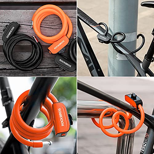 ROCKBROS Bike Lock Cable 4 Feet Bicycle Cable Lock with Mounting Bracket 2 Secure Keys 1/2 Inch Diameter