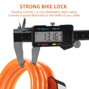 ROCKBROS Bike Lock Cable 4 Feet Bicycle Cable Lock with Mounting Bracket 2 Secure Keys 1/2 Inch Diameter