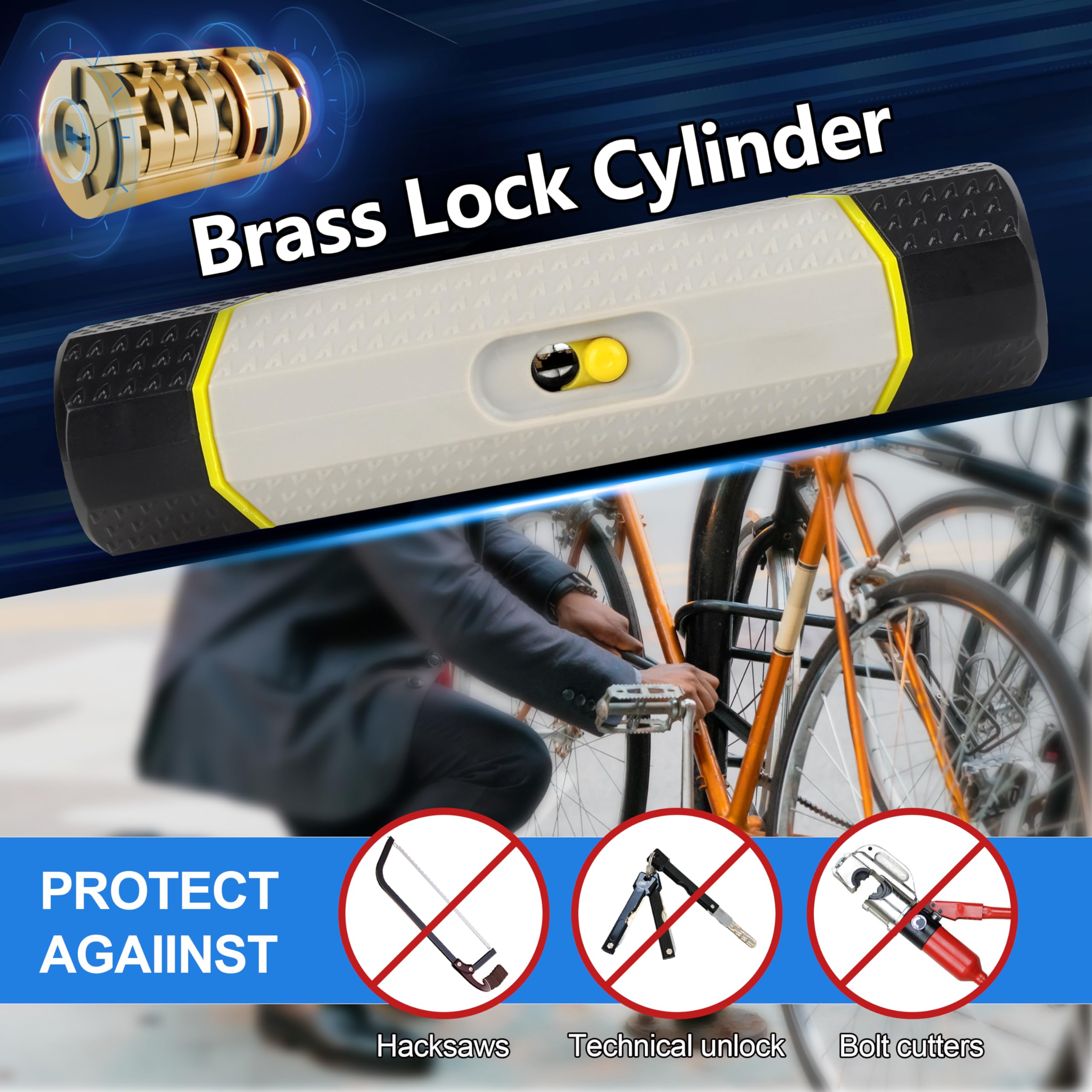 SUNYA Bike Lock Heavy Duty Anti Theft, Bicycle Lock with 3 Keys High Security, Bike U Lock 180x320mm + 4.9 Foot Cable. Fit for Road Mountain Folding Scooter Motor Bike