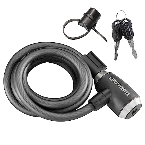 Kryptonite KryptoFlex Bike Lock Cable, 2FT/6FT/10FT Long 12mm Thick Heavy Duty Braided Steel Cable Anti-Theft Security Lock for Outdoor Equipment, Combination/Key Bike Lock, Black