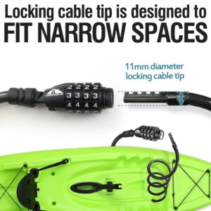 MARQUE Combination Bike Lock Cable- 3/8 inch (5FT, 10FT, 15FT, 25FT) Resettable Combination Lock, Anti-Theft Coiled Secutiry Cable for Bicycles, Kayaks, Paddle Boards, Gates&Outdoor Gear (15 FT)