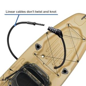 NDakte Bike Lock, Extra Long Straight Cable Lock(6ft to 27ft) with Resettable Combination, Unique Male Narrow Designed to Especially Suitable for Kayak, Scooter and Paddle Boards Canoe Jet Ski