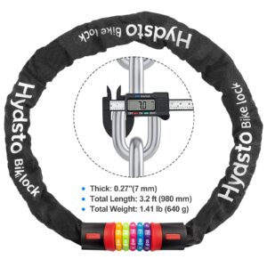 Hydsto Rainbow Bike Lock Combination - 5-Digit Resettable Scooter Lock - 3.2 FT Heavy-Duty Anti-Theft Lock for Bicycle, Motorcycle, Electric Scooter, Gate, Fence