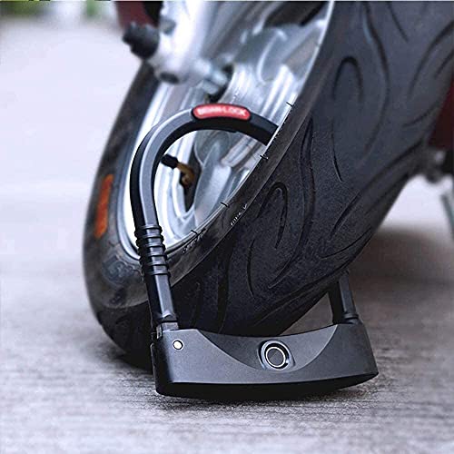 Bike Lock, Fingerprint Lock, USB Charging, IP67 Waterproof，100 Fingerprints, Unlock Time 0.5 Seconds, Safety, for Bicycle Outdoors(Color:Black;Size:Large)