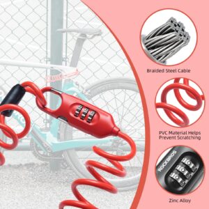 ROCKBROS Bike Lock Cable Combination Motorcycle Helmet Lock High Security Bicycle Lock - 6FT Long, Portable, Anti-Theft, for Scooter/Bicycle/Ebike