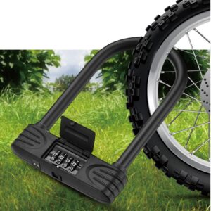 Bicycle Lock, U Shape 4 bit Combination Lock, high Security Made of Alloy with Password Cover to Prevent Accidental Changes. Suitable for Most Bicycles and e-Scooter Locks