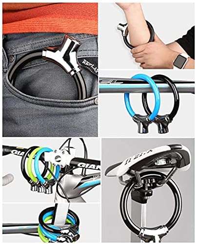 Bicycle Lock Portable Mini Ring Lock Anti-Theft Steel Cable Lock, Suitable for Mountain Road Bike Riding Equipment Accessories(Color:Blue)