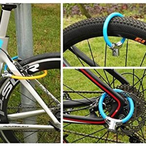 Bicycle Lock Portable Mini Ring Lock Anti-Theft Steel Cable Lock, Suitable for Mountain Road Bike Riding Equipment Accessories(Color:Blue)