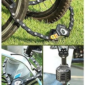 Bicycle Lock Chain 26-Section Folding Lock, Zinc Alloy, Anti-Theft Lock, Suitable for Mountain Bikes, Electric Cars, Motorcycles, with 3 Keys