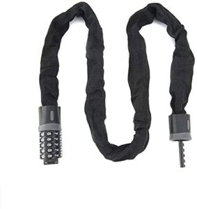 bicycle lock, mountain bike 5-digit combination lock, anti-theft lock, chain lock, suitable for electric motorcycles, gates(size:120cm)