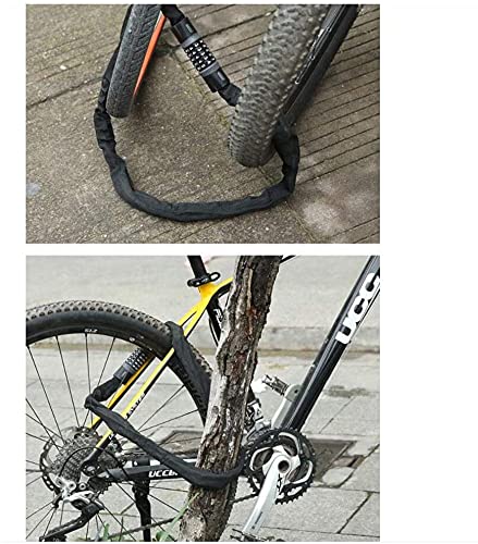 Bicycle Lock, Mountain Bike 5-Digit Combination Lock, Anti-Theft Lock, Chain Lock, Suitable for Electric Motorcycles, Gates(Size:120cm)