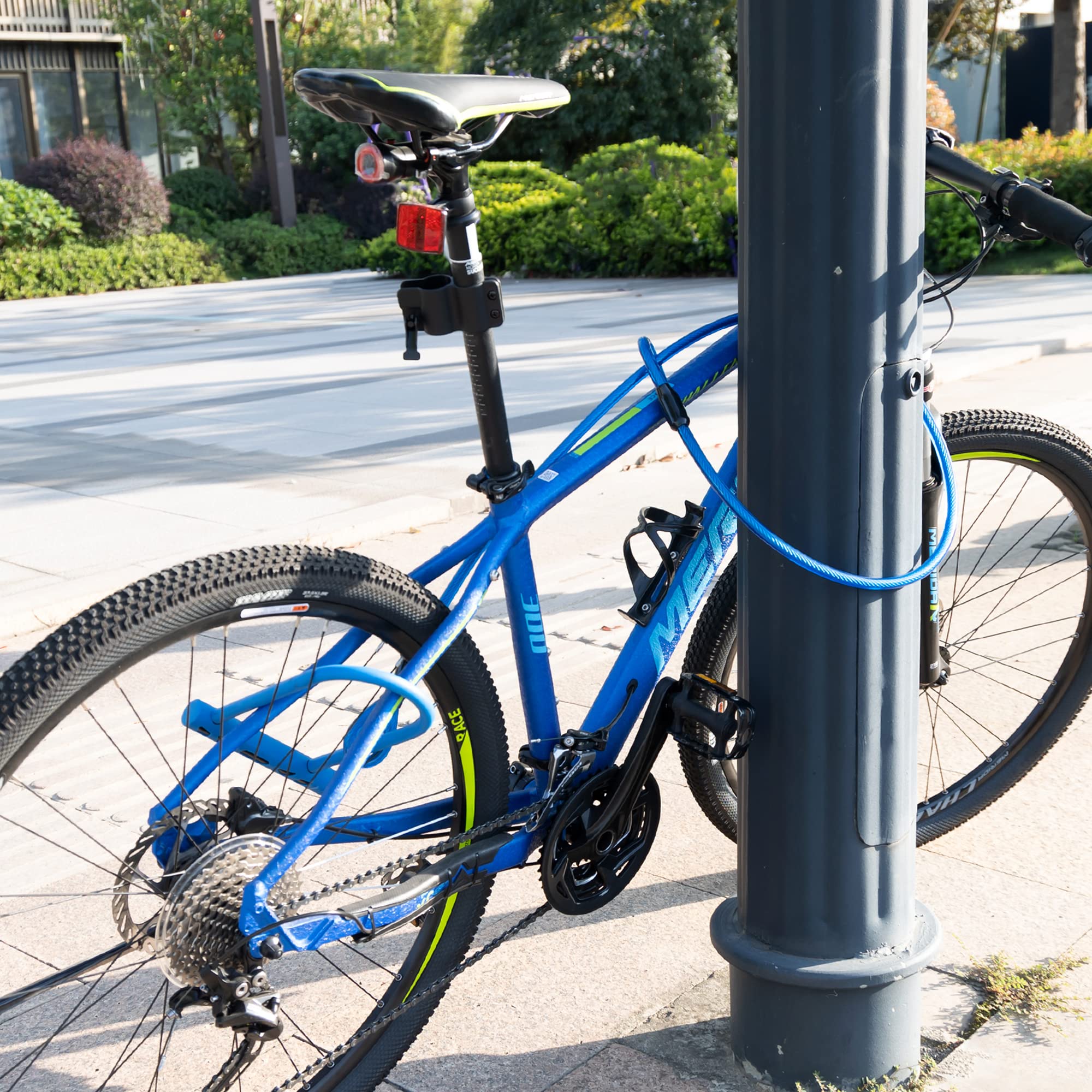 SKYSONIC Bike Lock Heavy Duty Bike U Lock with Cable 14mm Shackle and 12mm x1.5m Cable and Sturdy Mounting Bracket for Mountain Bike Fold Bike Road Bike（Navy Blue）