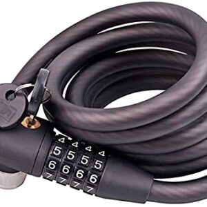 Bicycle Lock, Scooter Bike Motorcycle Cable Chain Lock, 180X1.2Cm, Double Open Key Combination Lock, High Strength Steel Cable