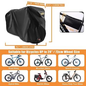 Bike Cover Waterproof Outdoor Bicycle Covers with Lock Holes & 3 Buckles 420D Heavy Duty Ripstop Material Anti UV Snow Wind Proof for Mountain Road City Electric Bikes