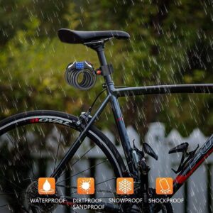 Bicycle Lock, with LED Night Light Lighting, Combination Lock, Mountain Bike Steel Cable Lock, 120cm / 12mm