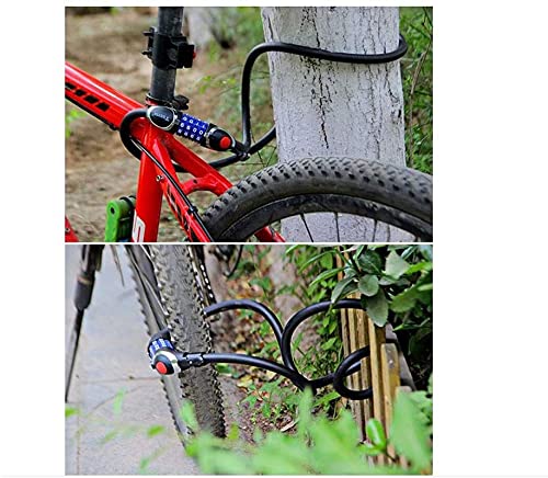 Bicycle Lock, with LED Night Light Lighting, Combination Lock, Mountain Bike Steel Cable Lock, 120cm / 12mm