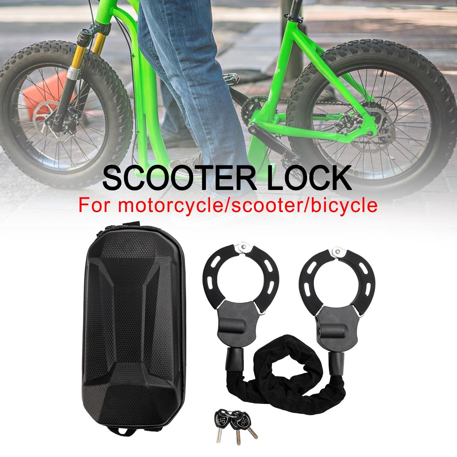 Areyourshop Motorcycle Bike Electric Scooter Lock with Key 60cm Chain Lock Anti Theft W/Bag