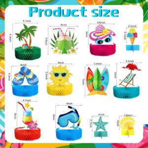 12 Pieces Beach Honeycomb Centerpieces Pool Party Cake Balls Table Toppers Beach Party Supplies Pool Party Decorations for Beach Birthday Party Favors