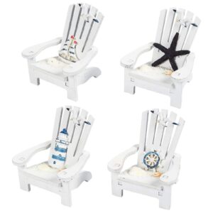 juvale set of 4 mini beach chair for bathroom, nautical home decor, ocean decorations (4 in)