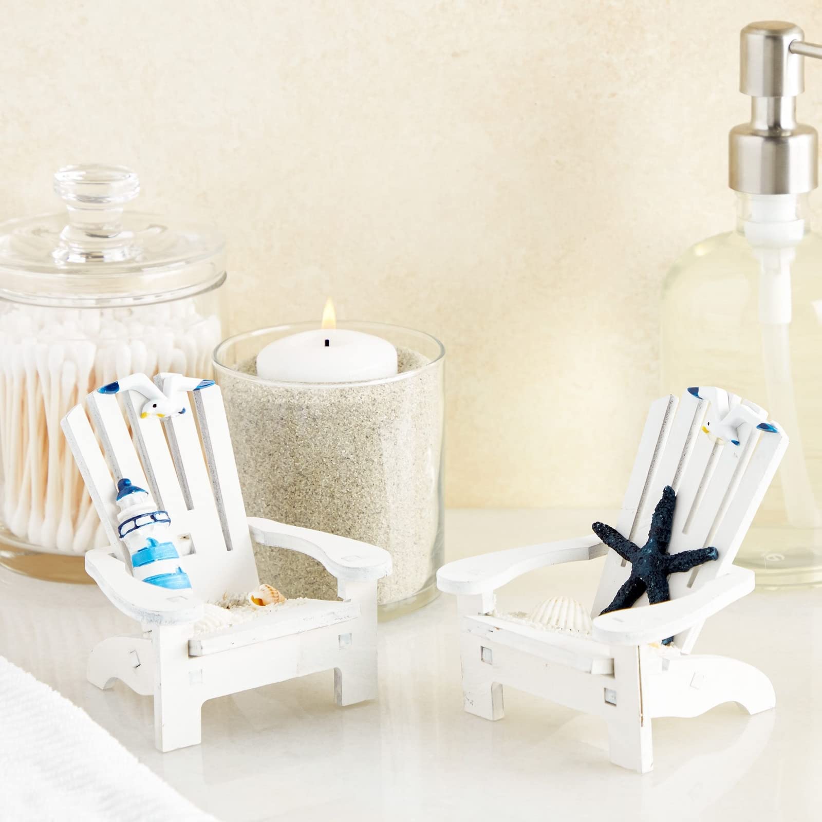 Juvale Set of 4 Mini Beach Chair for Bathroom, Nautical Home Decor, Ocean Decorations (4 in)