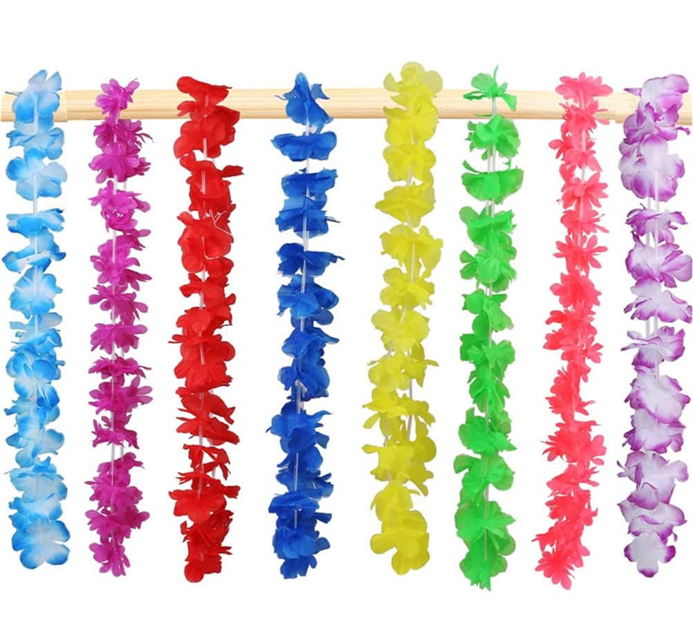 TSMJUWND Hawaiian Leis 100Pcs for Hawaii Tropical Luau Party Decoration(Colorful)