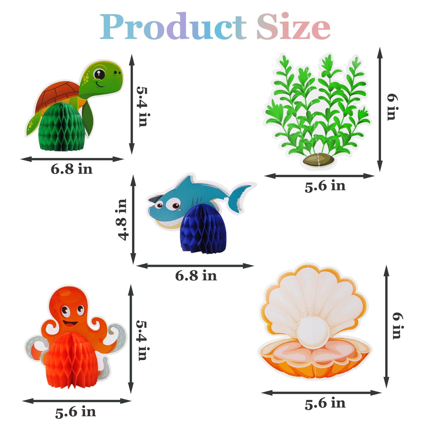 Zilphoba 9pcs Under the Sea Animal Decorations, Ocean Honeycomb Centerpiece for Themed Party Decorations, Table, Birthday, Beach, Baby Shower